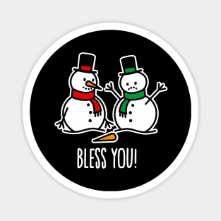 Bless you Funny Christmas cartoon snowman sneeze carrot nose Magnet